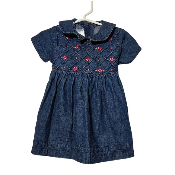 Bonnie Baby Other - Bonnie Baby Cottagecore Floral Embroidered Denim Dress Girls 12MO Spring Country